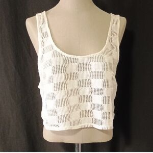 Women's Open Weave Crochet Cropped Cover Up Tank Top Wild Fable Natural Cream XL